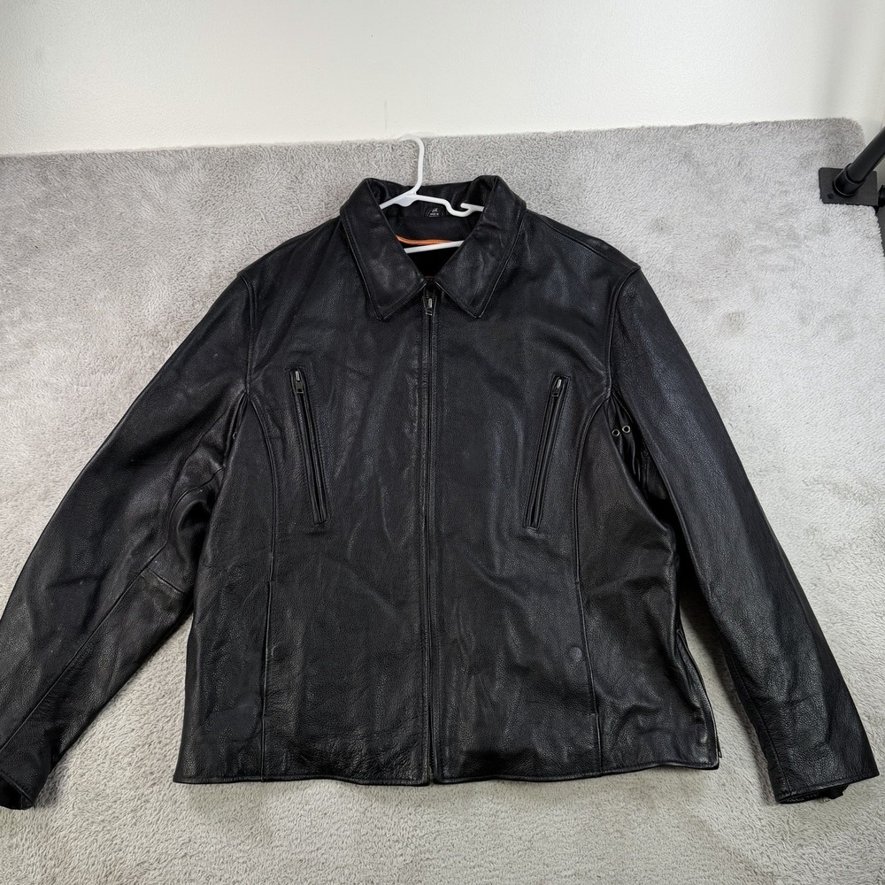 First Classics Motorcycle Jacket Mens 3X Black Leather Lined Biker Vented Pocket